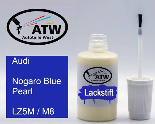 Audi, Nogaro Blue Pearl, LZ5M / M8: 20ml Lackstift, von ATW Autoteile West.